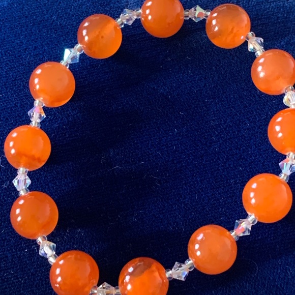 Gorgeous Amber/Crystal Necklace/Bracelet set - Picture 3 of 5